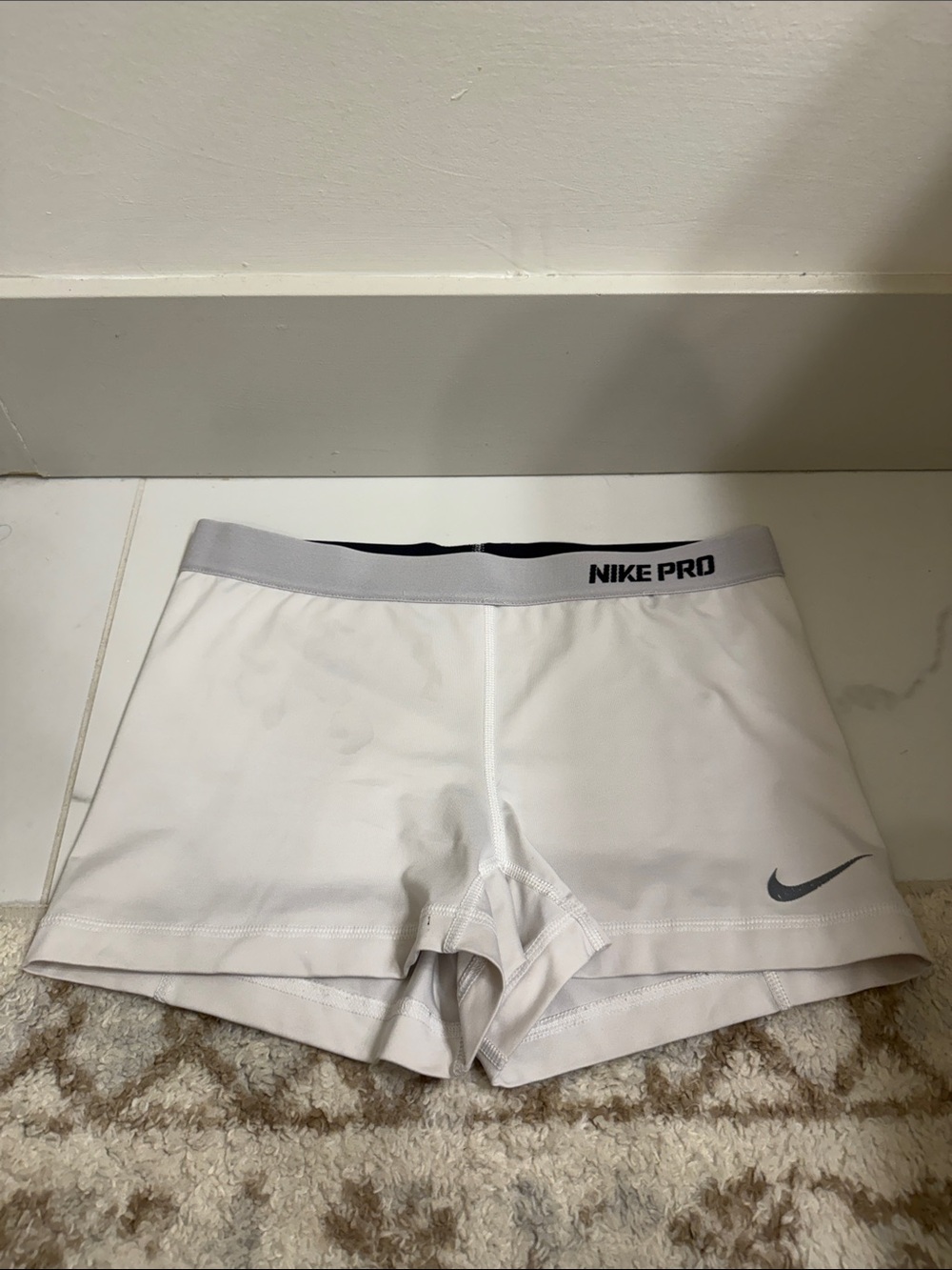 Nike Pro White and Gray Women's Performance Compression Shorts